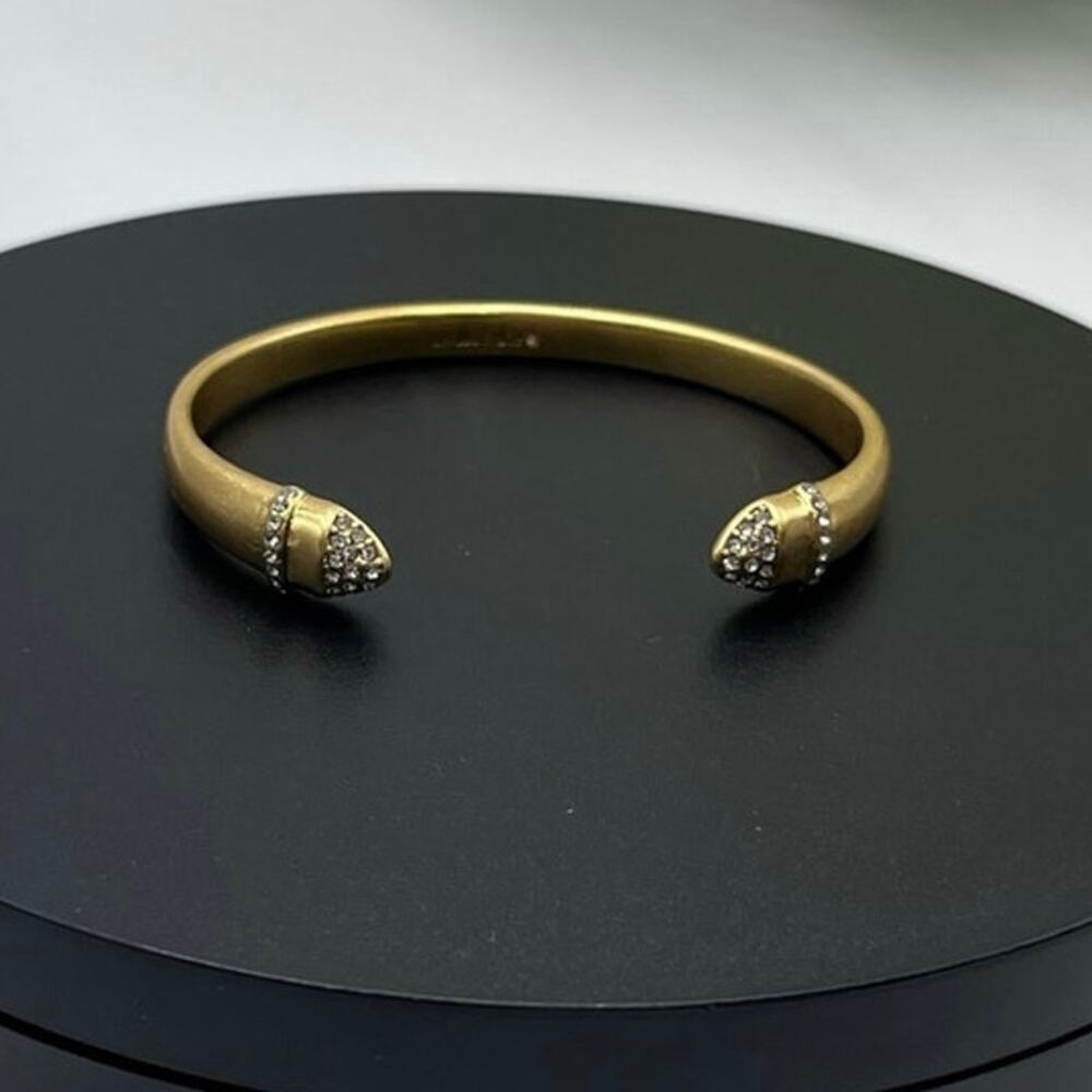 Stella & Dot Ansley Crystal Pave Semi-Shiny Gold Tone‎ Cuff Bracelet B384G